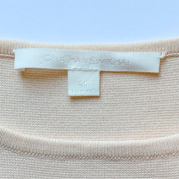 JONATHAN SIMKHAI LIGHT PEACH KNIT CUT OUT CROSSOVER CROP TANK TOP - Picture 5 of 10